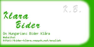 klara bider business card