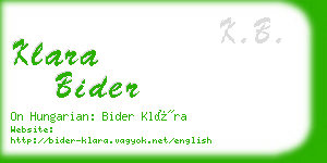 klara bider business card